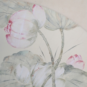 荷花扇面(3)