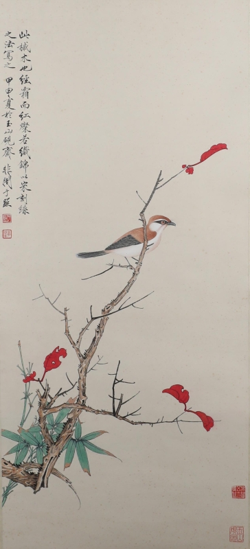 红叶翠竹小鸟(1)